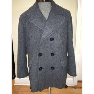 Burberry Brit Mens Grey Wool Pea Coat Large